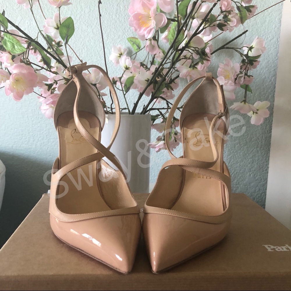Louboutin Crissos Nude Pointy Toe Pumps